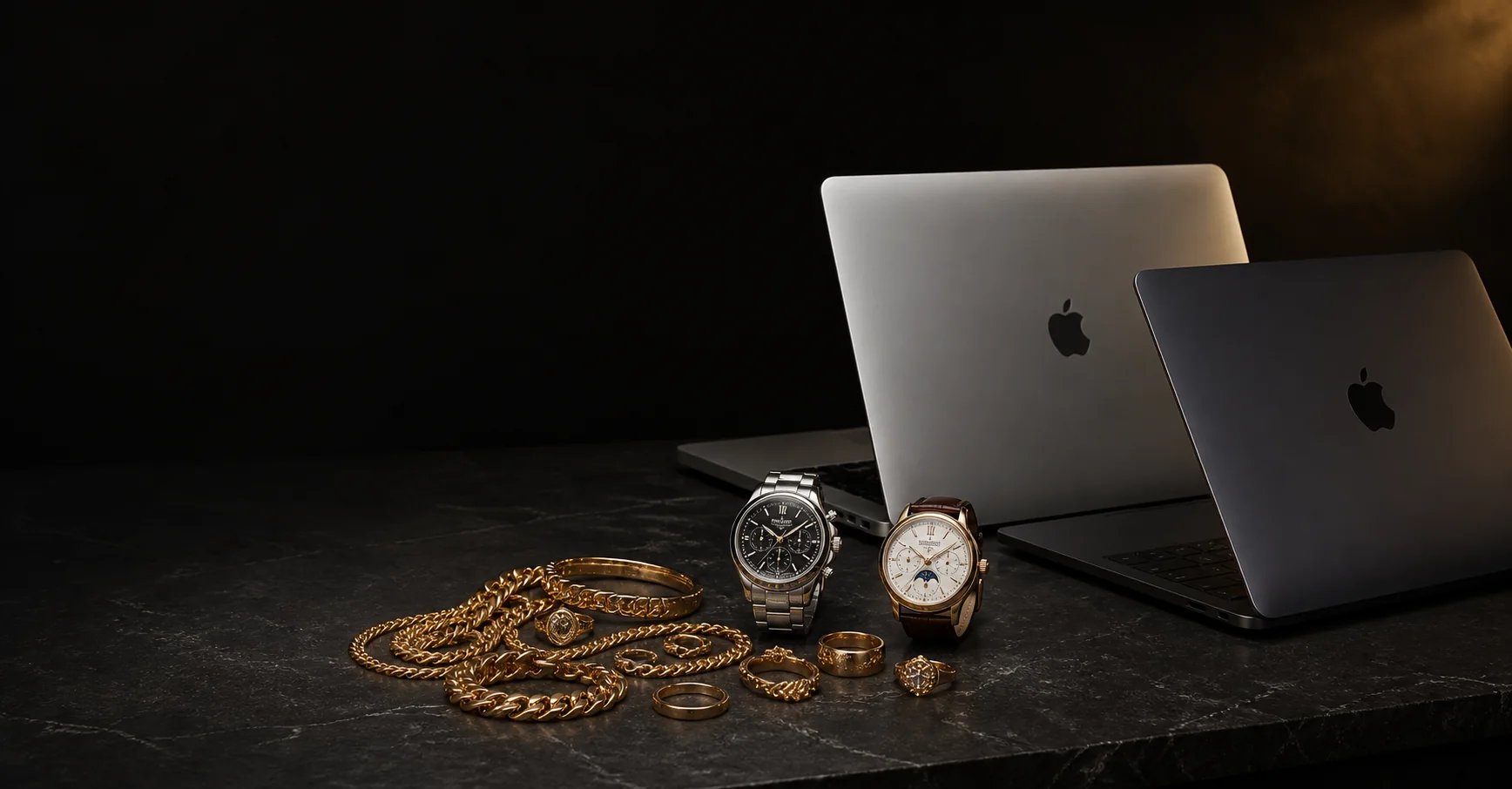 Oro, relojes de alta gama y computadores MacBook