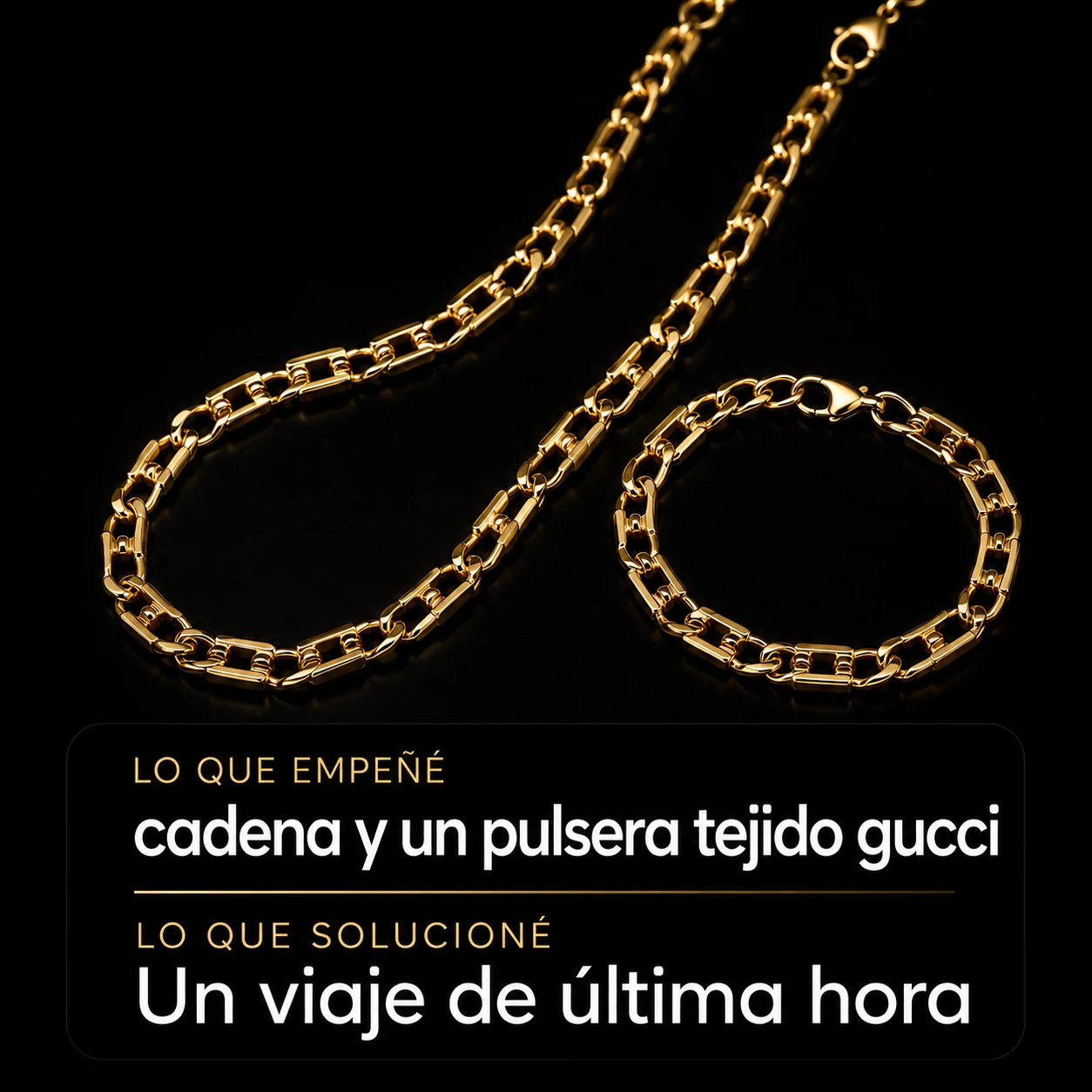 Cadena y pulsera tejido Gucci empeñadas para aprovechar un viaje